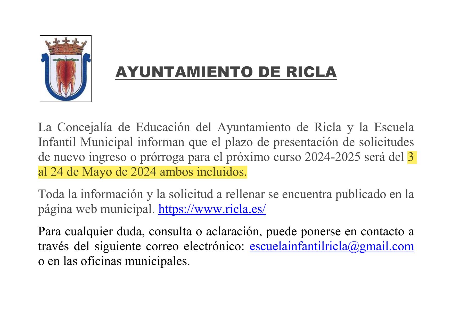 Inscripción escuela infantil