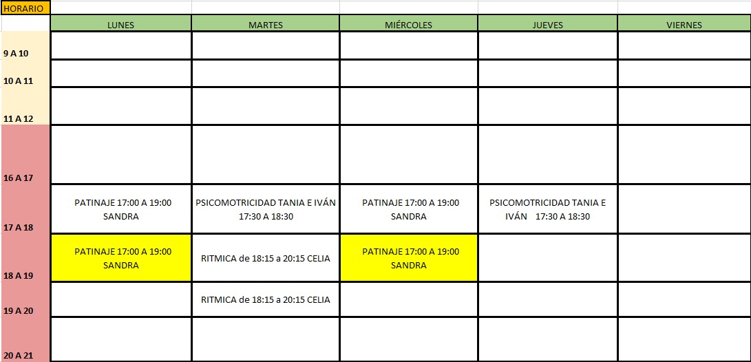 actividades deportivas